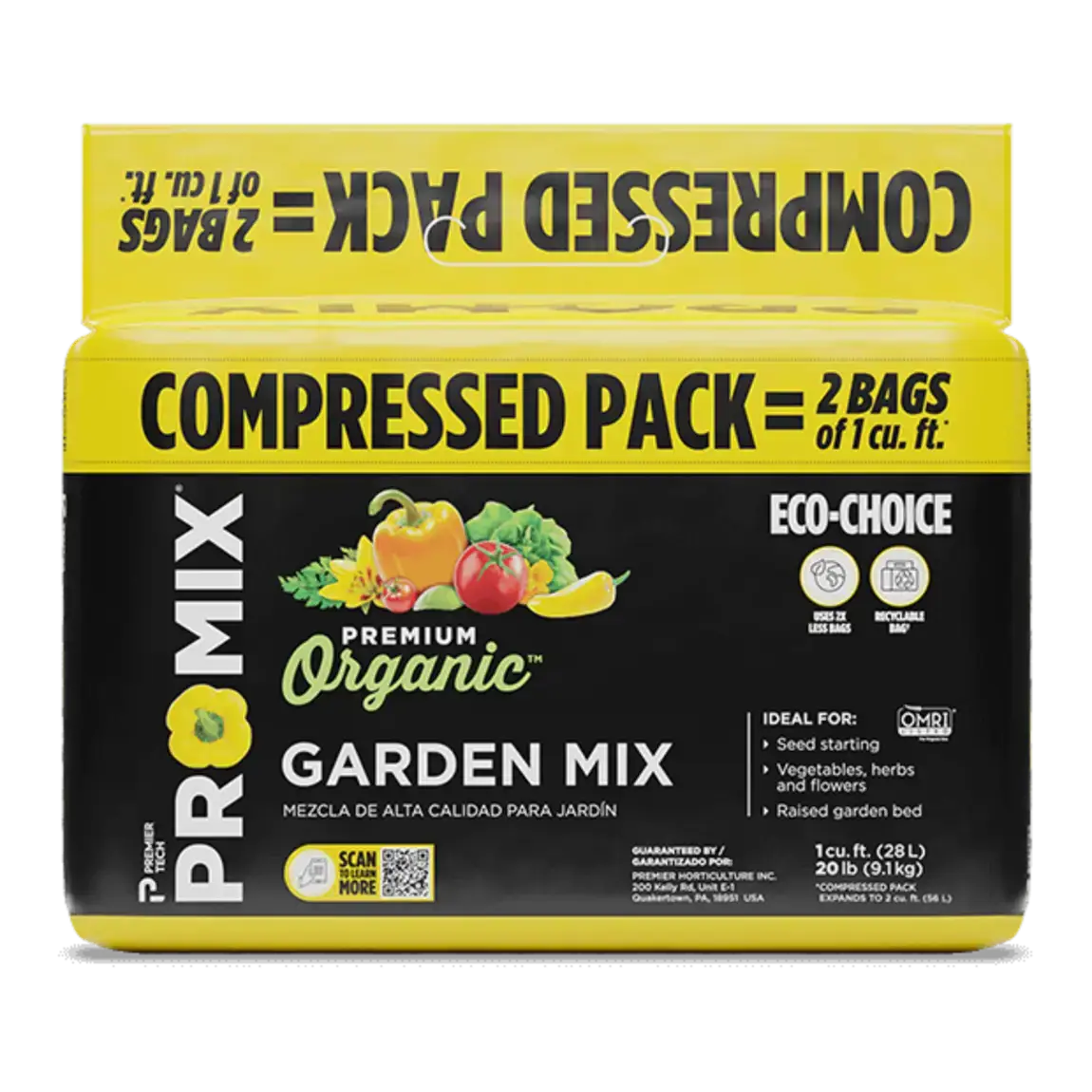 Colorful packaging of the compressed pack Premium Organic Garden Mix