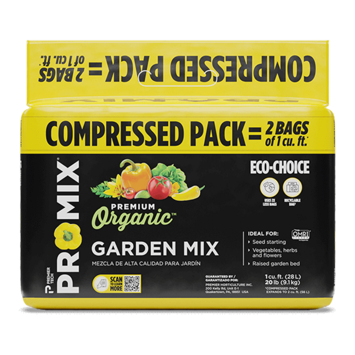 Colorful packaging of the compressed pack Premium Organic Garden Mix